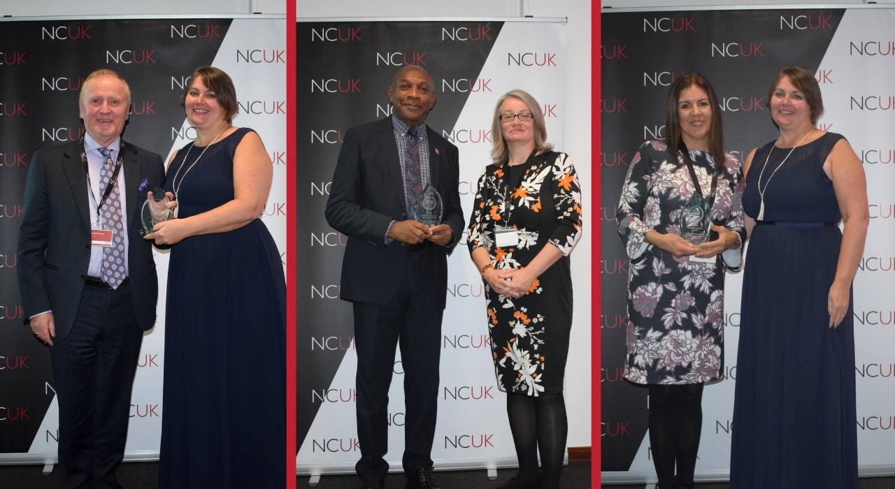 DIFC's Diarmuid Moroney, Brookstone International Foundation School's Kalada Apiafi and Universidad Peruana de Ciencias Aplicadas' Milagros Morgan receiving their Partner Awards.