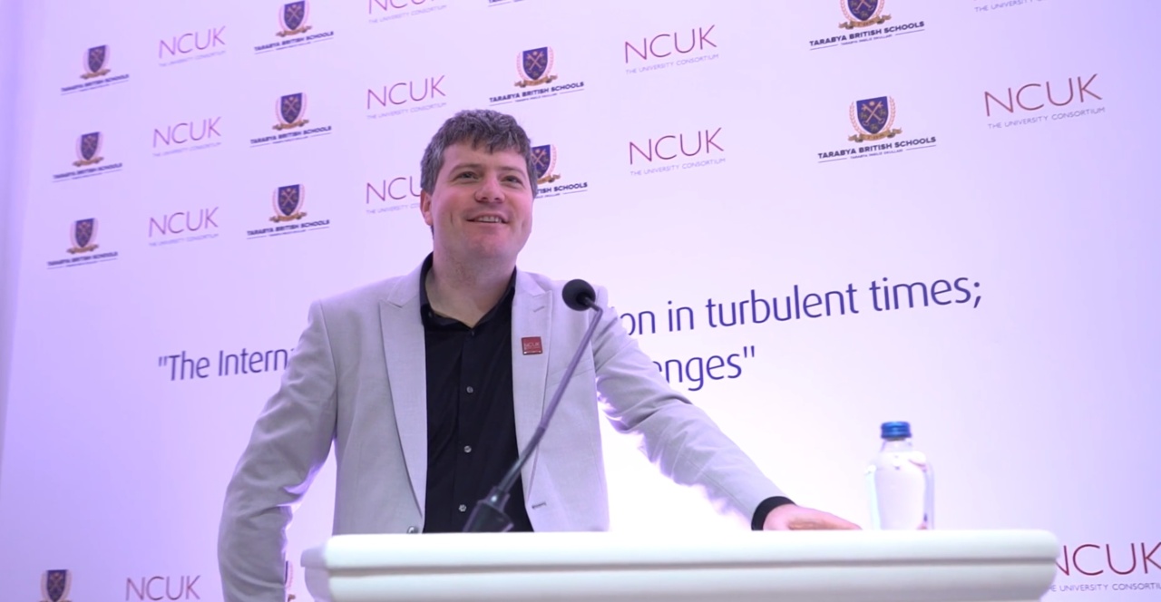 Adam Connor, Regional Manager at NCUK speaking to guests at the Tarabya British Schools launch.