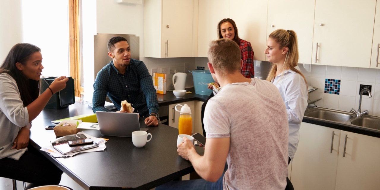 Students at university accommodation