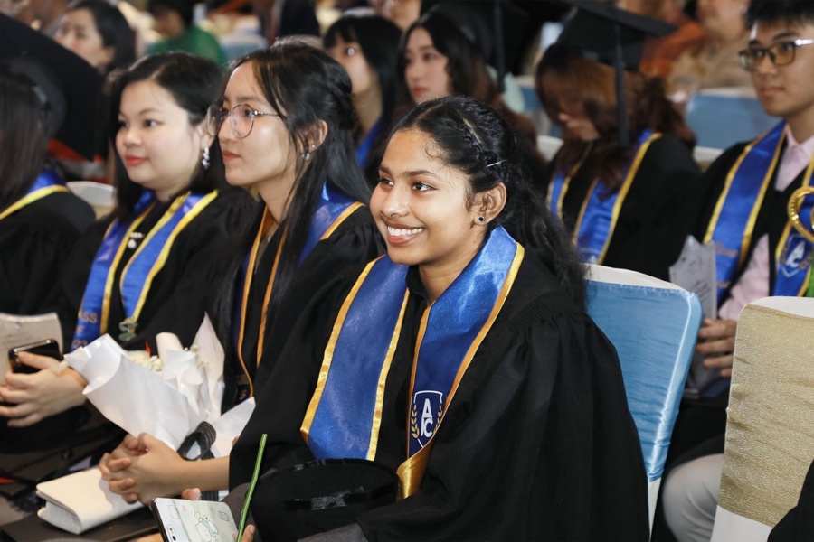 Smiling student at graduation ceremony
